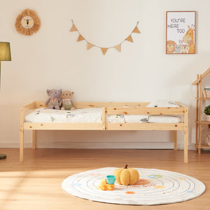 Kinderbed Sonkajärvi met onderschuifbed en matras 90x200 cm naturel [en.casa]