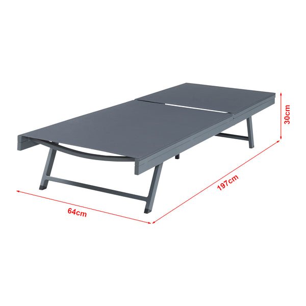 Set de 2 chaises longues Baragiano et d'une table d'appoint anthracite gris foncé casa.pro