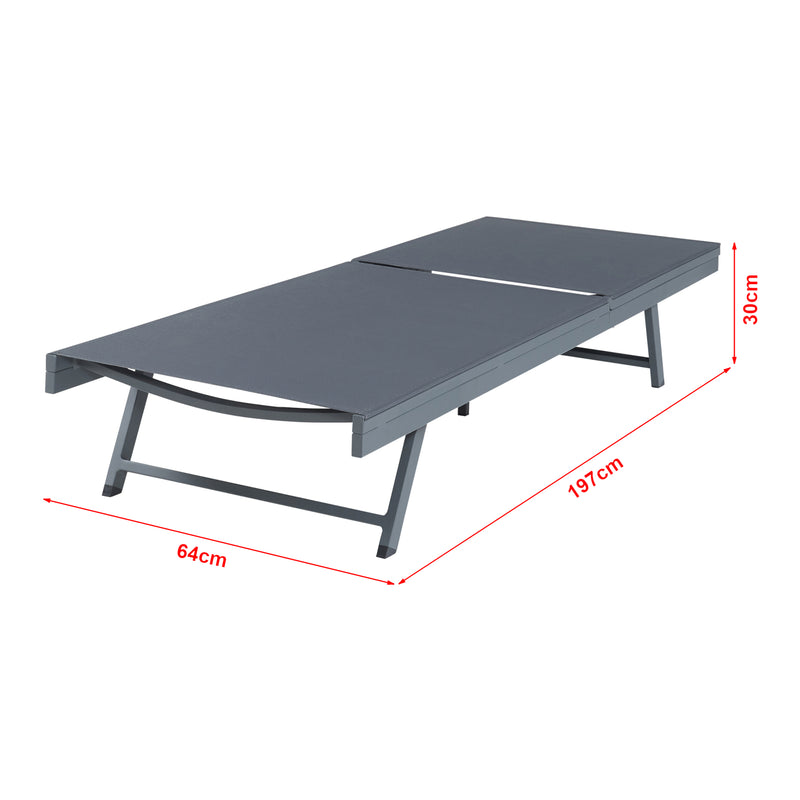 Croquis coté Set de 2 chaises longues Baragiano et d'une table d'appoint anthracite gris foncé casa.pro