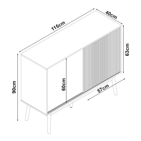 Commode Landskrona dressoir 90x115x40 cm eikenkleurig [en.casa]