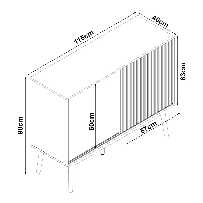 Maatschets Commode Landskrona dressoir 90x115x40 cm eikenkleurig [en.casa]