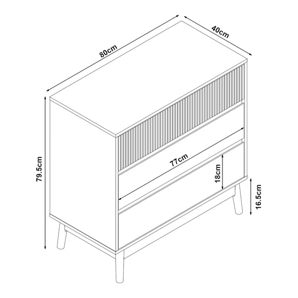 Ladekast Landskrona commode met 3 lades 79,5x80x40 cm eikenkleurig [en.casa]