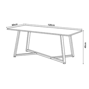 Table basse Riskiften 120 x 60 x 48 cm aspect marbre noir [en.casa]