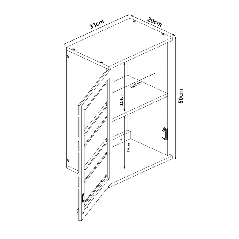 Croquis coté Armoire murale de salle de bain Epind bambou 50 x 33 x 20 cm naturel [en.casa]