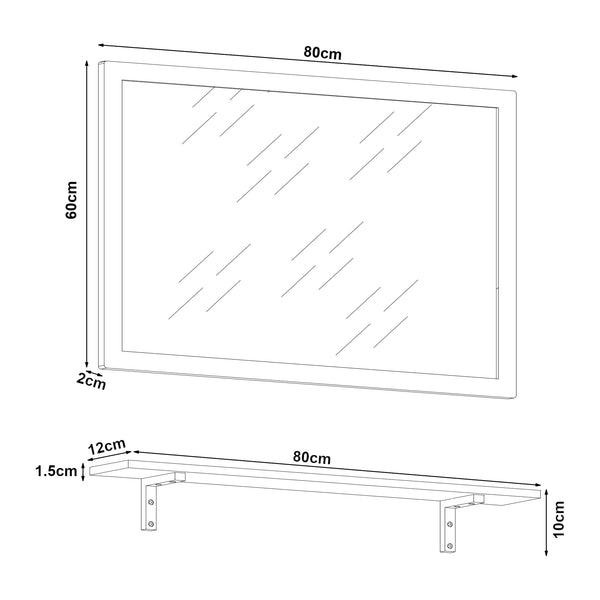 Wandspiegel Boksereys 80x60 cm met plank bamboe naturel [en.casa]