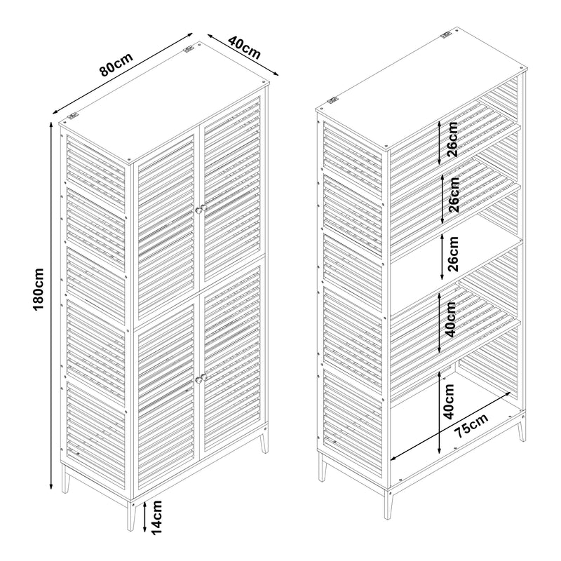 Maatschets Badkamerkast Raurgela bamboe 180x80x40 cm naturel [en.casa]