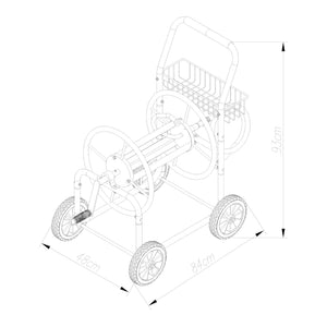 Slangwagen met handmatige haspel voor tuinslang max. 65m staal grijs pro.tec