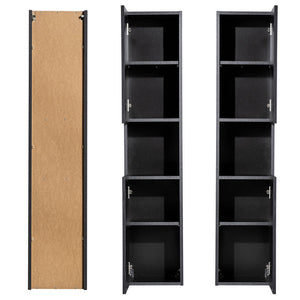 Colonne de salle de bain Newport avec 2 portes 140 x 30 x 25 cm noir [en.casa]
