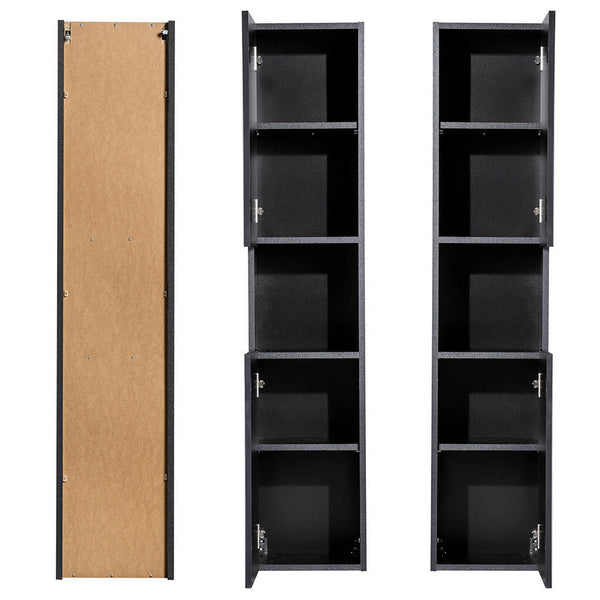 Colonne de salle de bain Newport avec 2 portes 140 x 30 x 25 cm noir [en.casa]