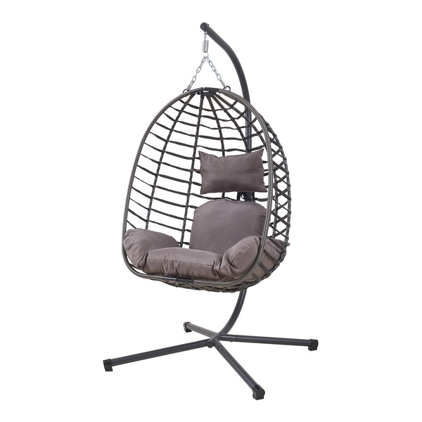 Fauteuil suspendu avec support Kandsvas 198 x 110 x 95 cm gris [en.casa]