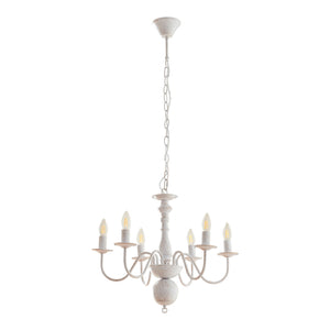 Kroonluchter Berkeley 6-lichts klassiek vintage wit lux.pro