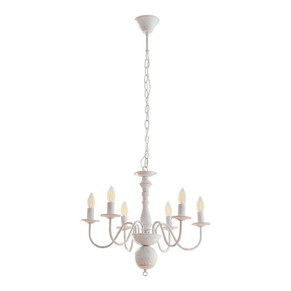 Kroonluchter Berkeley 6-lichts klassiek vintage wit lux.pro