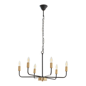 Kroonluchter Bishop 6-lichts 153x62x62 cm zwart en messing lux.pro
