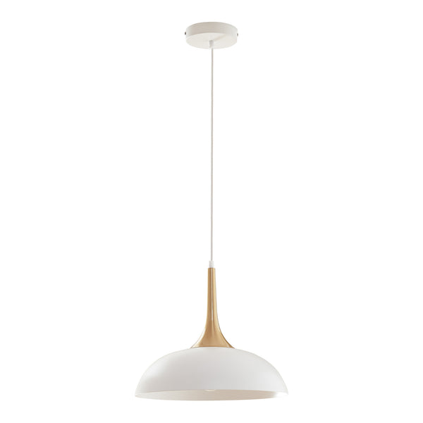 Hanglamp Blairgowrie E27 metalen lampenkap wit en messing lux.pro