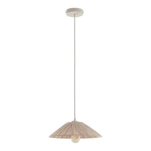 Hanglamp Bridge E27 stoffen lampenkap wit en beige lux.pro