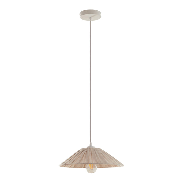 Hanglamp Bridge E27 stoffen lampenkap wit en beige lux.pro