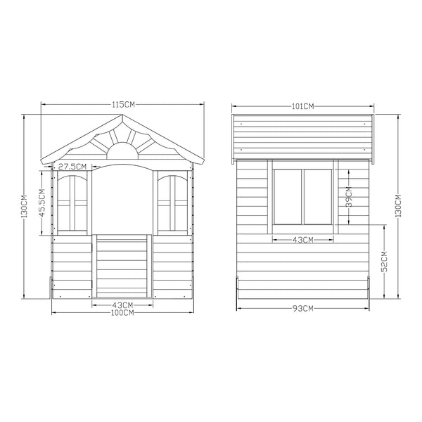 Cabane de jeu d'extérieur Lulä 130 x 115 x 101 cm bois de sapin casa.pro