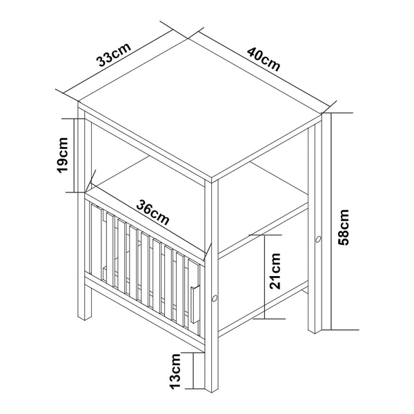 Table de chevet Luniehti 58 x 40 x 33 cm noir naturel [en.casa]