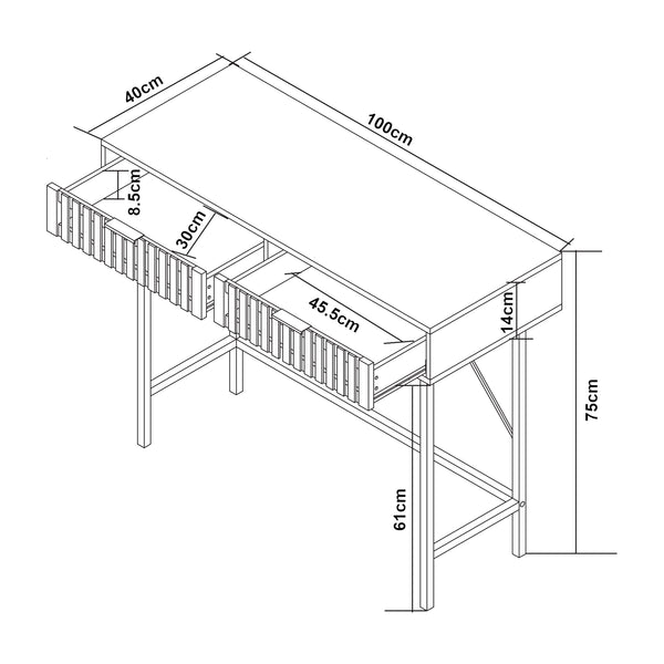 Table console Luniehti 100 x 40 x 75 cm noir naturel [en.casa]