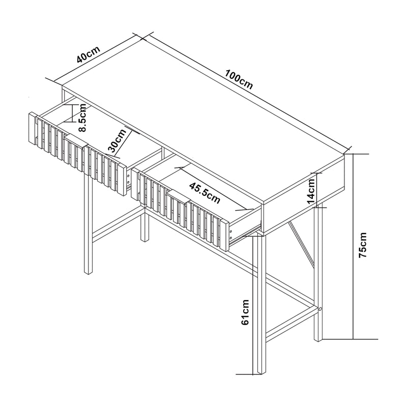 Maatschets Consoletafel Luniehti met 2 lades zwart en naturel 100x40x75 cm [en.casa]