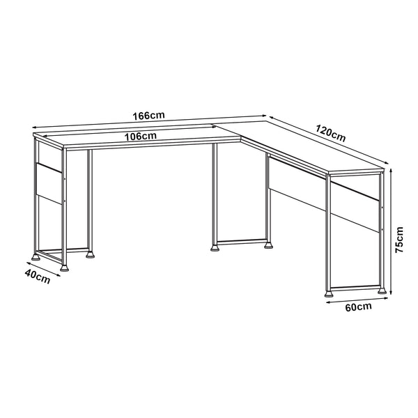 Bureau Karlstang 166 x 120 x 75 cm gris clair [en.casa] 