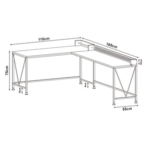 Bureau Frelvepirg 165 x 110 x 90 cm noir effet noyer [en.casa]