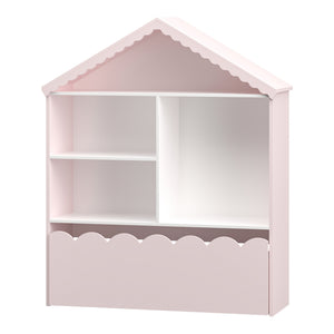 Kinderrek Vestnes in huisvorm 114x91x30 cm wit en roze [en.casa]