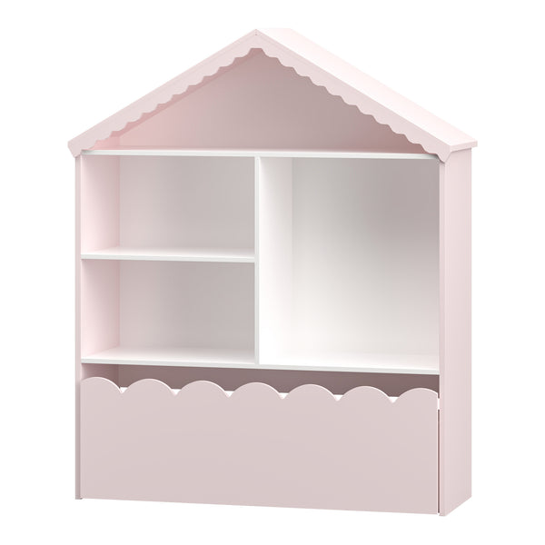 Kinderrek Vestnes in huisvorm 114x91x30 cm wit en roze [en.casa]