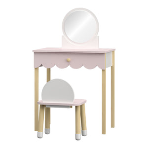 Kaptafel met stoel Vestnes 93x56x36 cm roze en wit [en.casa]