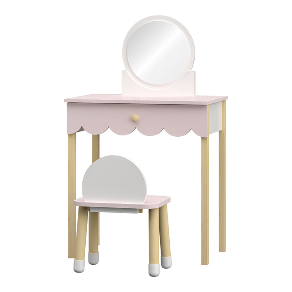 Kaptafel met stoel Vestnes 93x56x36 cm roze en wit [en.casa]