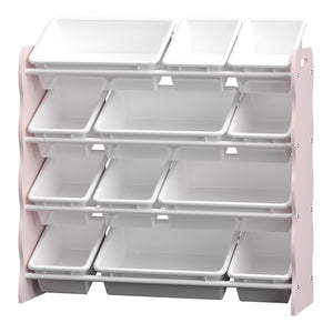 Étagère pour enfant Vestnes avec 12 boîtes rose blanc [en.casa] 