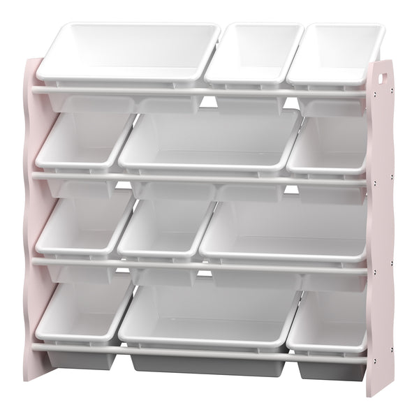 Étagère pour enfant Vestnes avec 12 boîtes rose blanc [en.casa] 