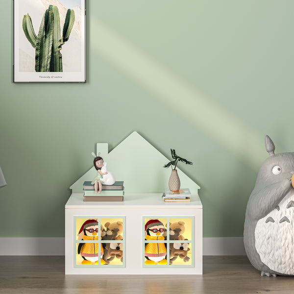 Speelgoedkist Vipsali 56x60x33 cm mintgroen en wit [en.casa]