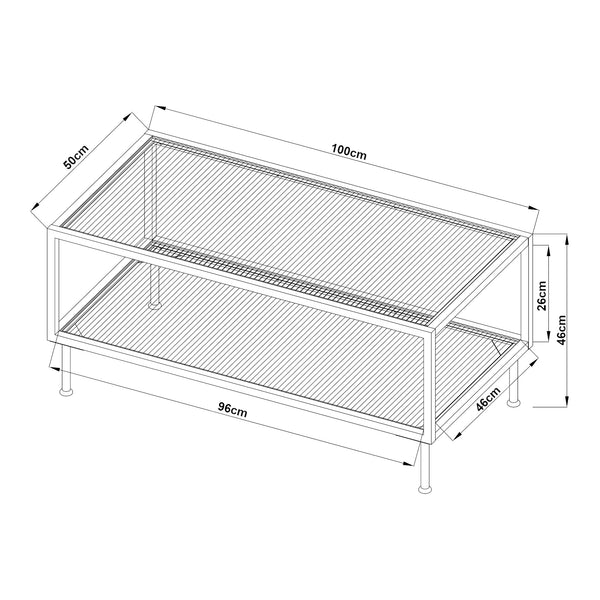 Table basse Lindau acier verre 100 x 50 x 46 cm blanc crème [en.casa] 