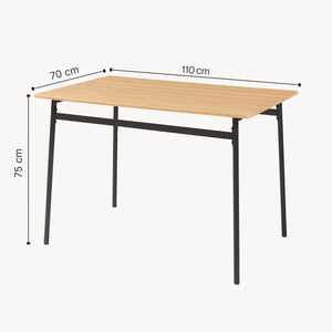 Eetkamerset Pollenev 5-delig eikenkleurig en zwart [en.casa]