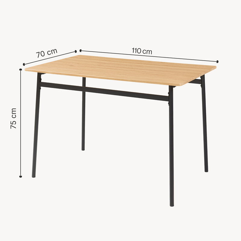 Maatschets Eetkamerset Pollenev 5-delig eikenkleurig en zwart [en.casa]