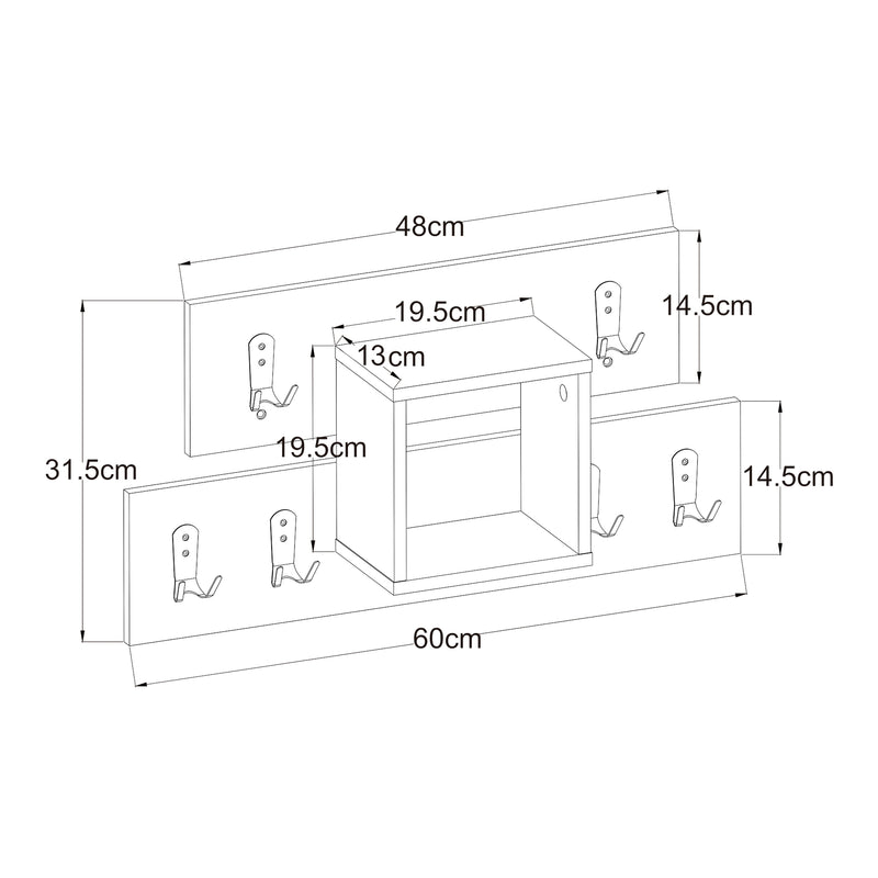 Maatschets Wandkapstok Vänd 32x60x14 cm wit en zwart [en.casa]