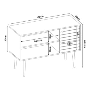 Meuble TV Vare 100 x 40 x 66 cm blanc / jaune [en.casa] 