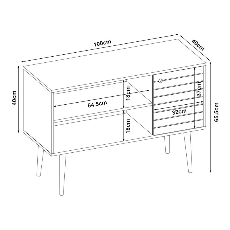Maatschets Tv meubel Vare 100x40x66 cm wit geel en walnootkleurig [en.casa]
