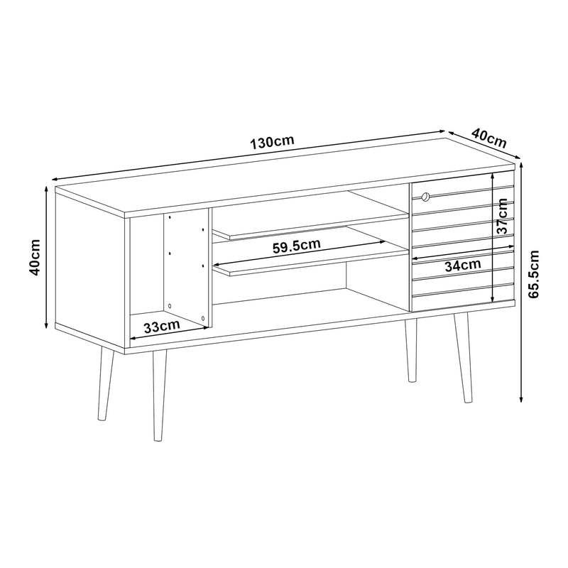 Maatschets Tv-meubel Vare 130x40x66 cm wit en walnootkleurig [en.casa]
