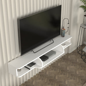 Meuble TV Aar mural 135 x 30 x 16 cm blanc [en.casa] 