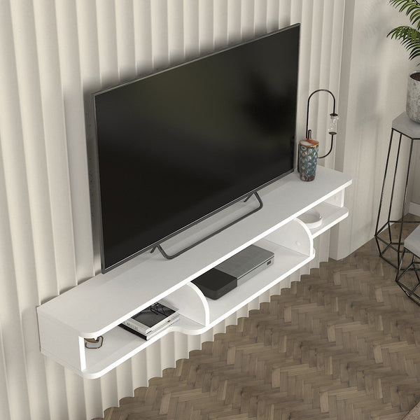 Meuble TV Aar mural 135 x 30 x 16 cm blanc [en.casa] 