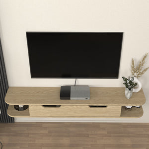 Meuble TV Karjali mural 150 x 30 x 19 cm effet chêne [en.casa] 