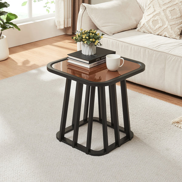 Table d'appoint Burgess 51 x 51 x 51 cm noir / effet noyer [en.casa] 