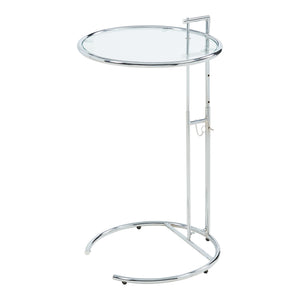 Table d'appoint Stare réglable en hauteur 50 x 57-77 cm transparent / chrome [en.casa] 