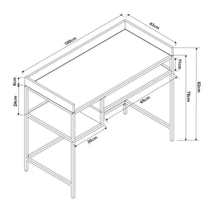 Bureau Belana 100 x 43 x 82 cm noir / effet chêne [en.casa] 