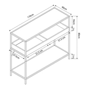 Consoletafel Belana 110x40x80 cm zwart en eikenkleurig [en.casa]