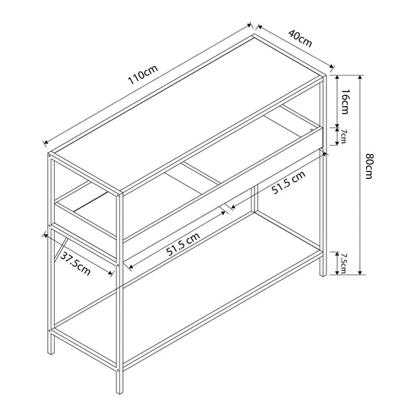 Consoletafel Belana 110x40x80 cm zwart en eikenkleurig [en.casa]