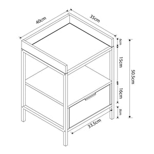 Table de chevet Belana 51 x 40 x 35 cm noir / effet chêne [en.casa]