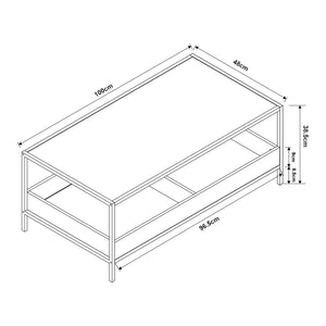 Table basse Belana 100 x 48 x 39 cm noir effet chêne [en.casa]